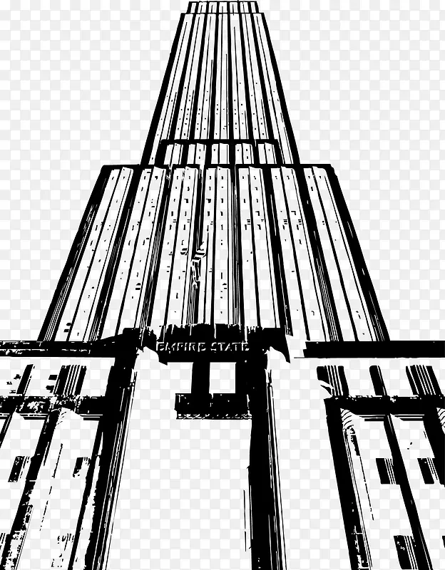 纽约帝国大厦矢量钢笔手绘