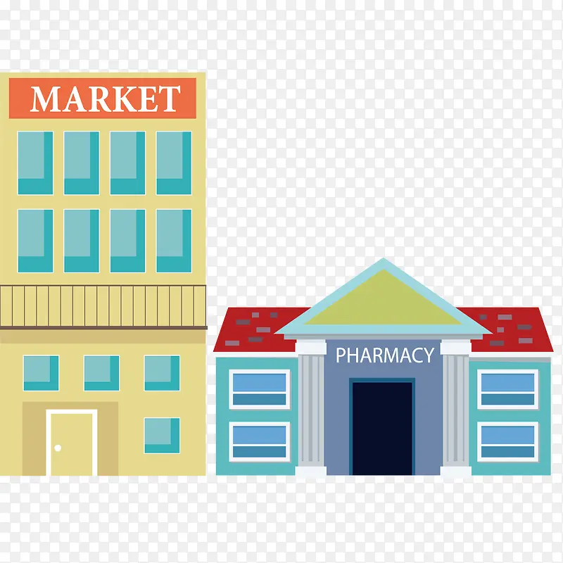 交易市场和药品商店建筑