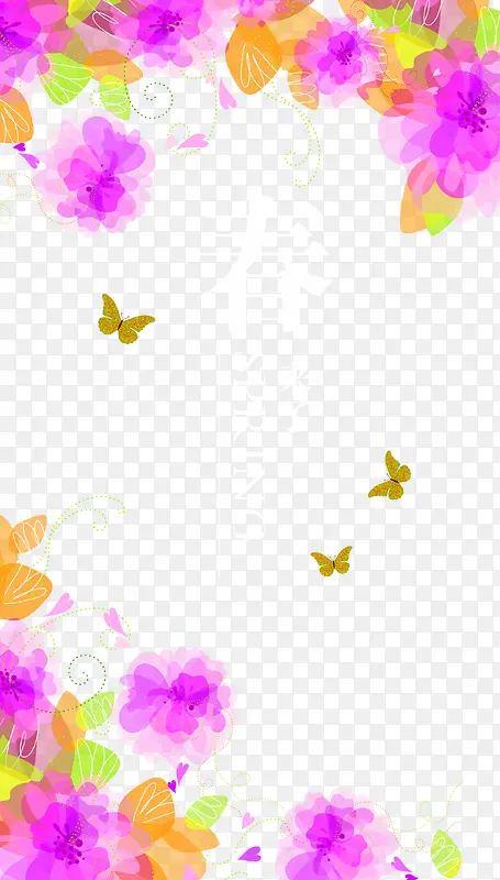 紫色清新花朵边框纹理86PS