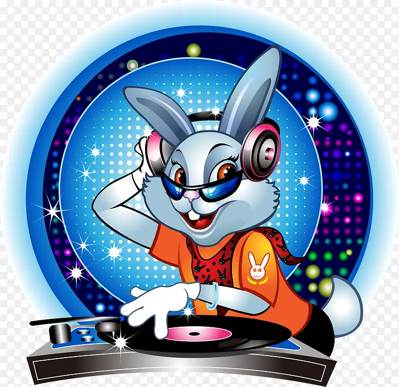 时尚卡通DJ兔矢量素材