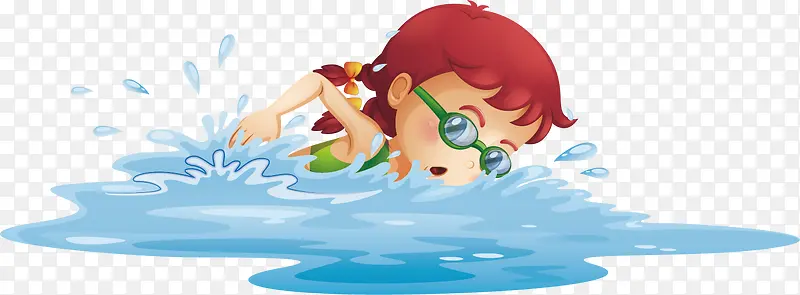 矢量图女孩游泳运动
