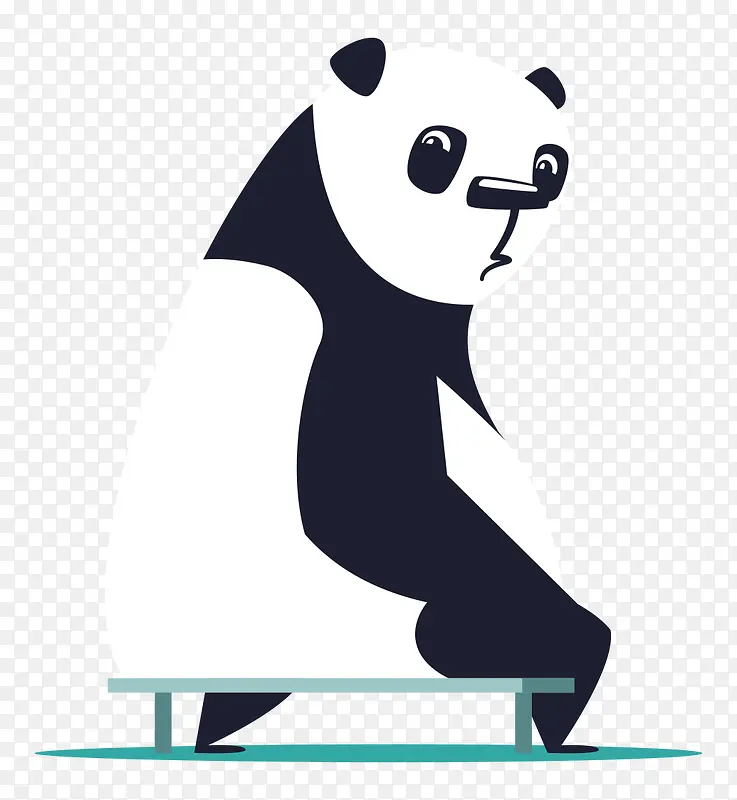 凳子上的卡通熊猫