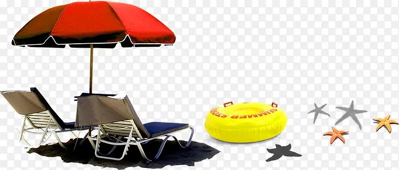 太阳伞躺椅沙滩元素