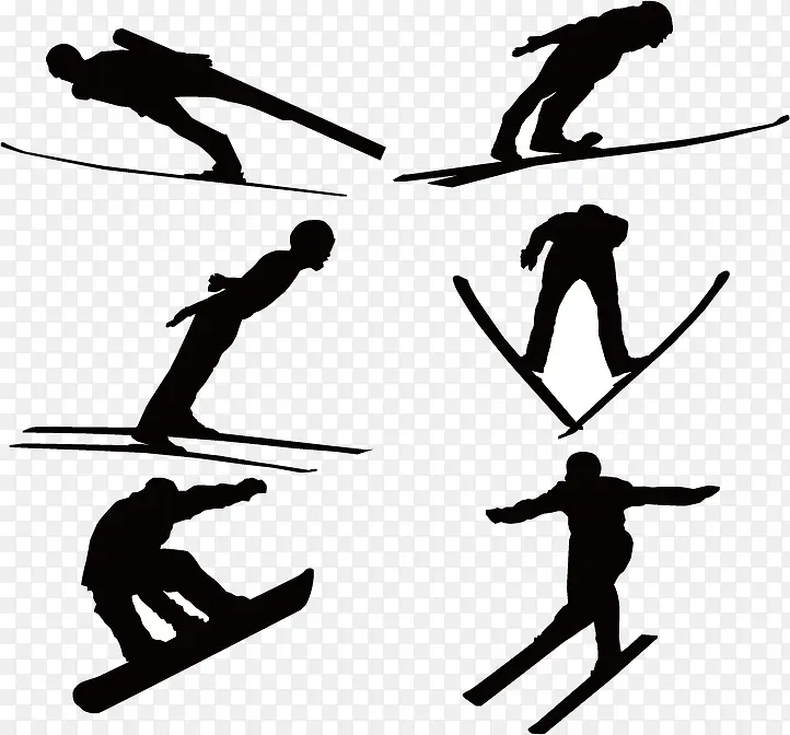 滑雪剪影素材
