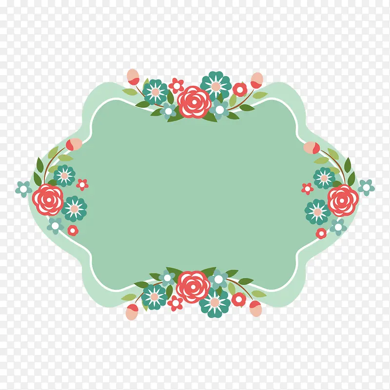 母亲节四朵花朵装饰和绿色背景