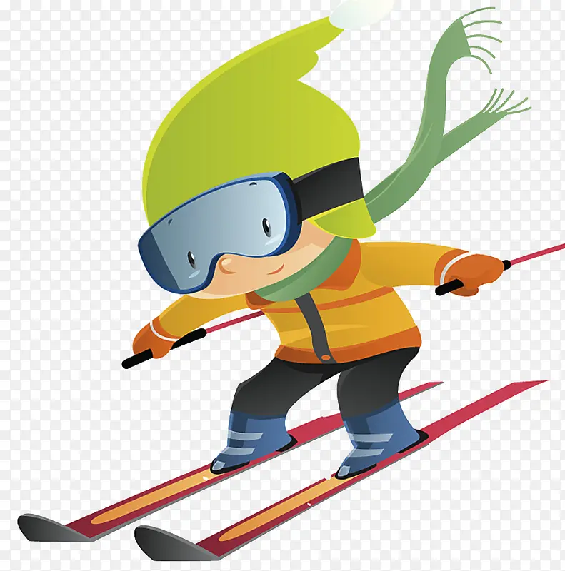 滑雪的小孩子卡通图片