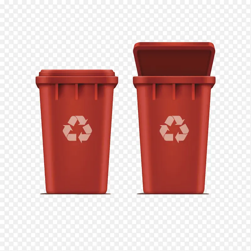 红色简约保护环境可回收标志的垃