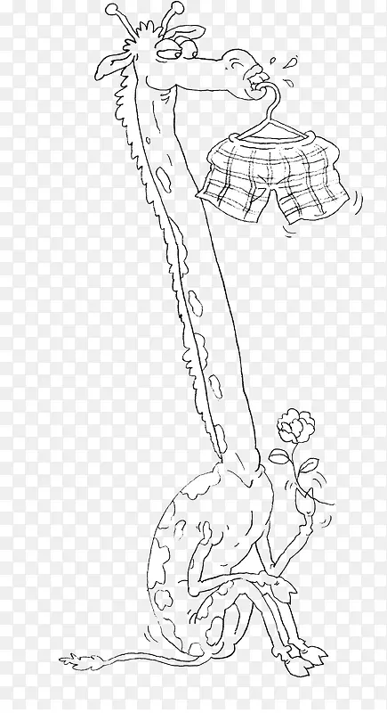卡通漫画短裤衣架长颈鹿创意