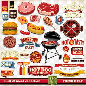 烤肉标签矢量素材,烤肉标签,烧