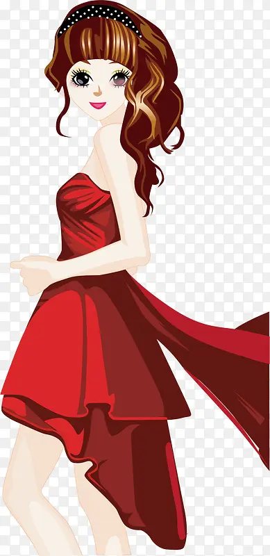 宗发红裙美女