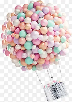 粉色甜美气球漂浮天际
