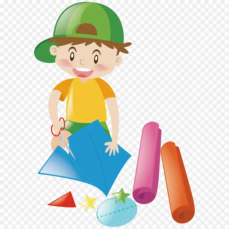 卡通小孩子做手工剪纸PNG图片素材下载_图片编号qwwzeppd-免抠素材网