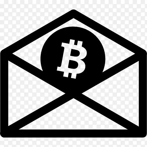 比特币在邮件信封的轮廓图标