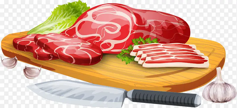 矢量木板上的肉