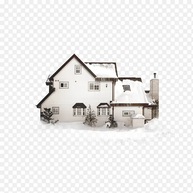 乡村别墅雪景图