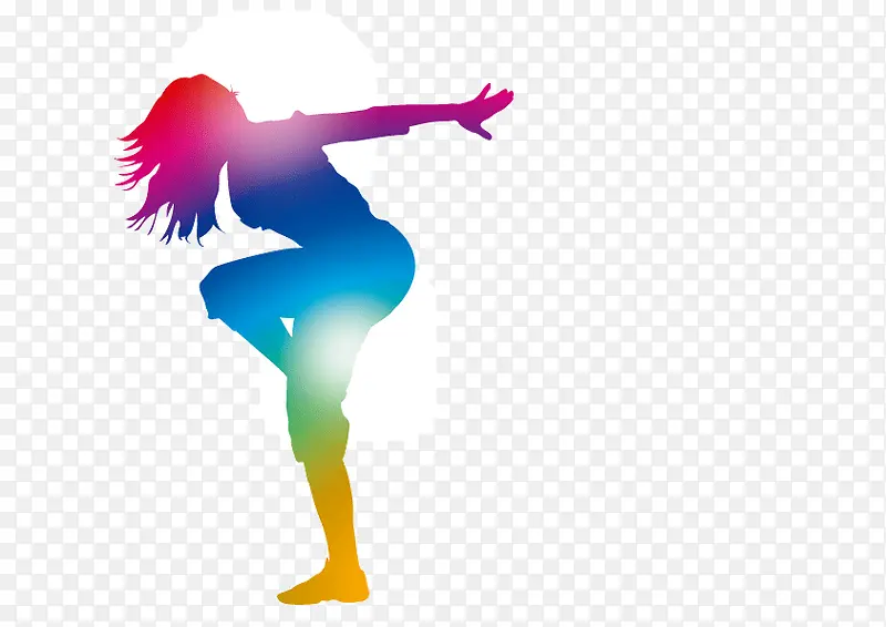 幻彩舞蹈女孩彩色剪影派对海报矢