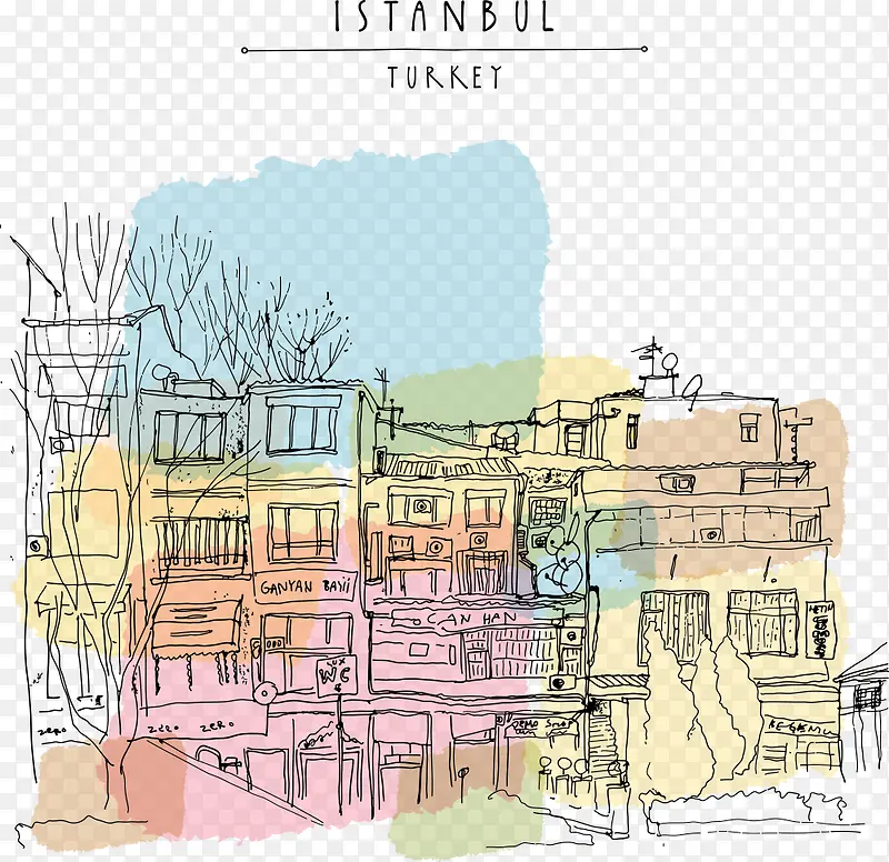矢量土耳其城市插画