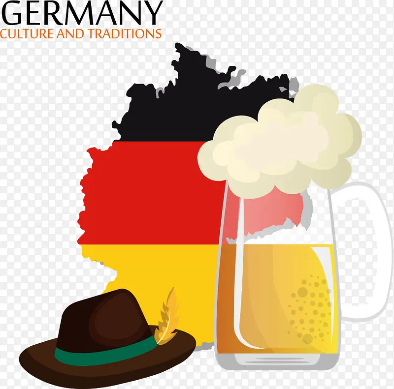 矢量德国地图和啤酒