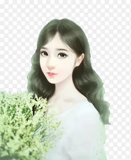 长发拿花女子