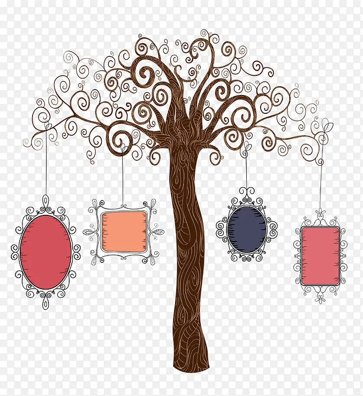 创意彩色家族树卡通