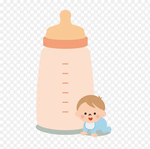 白领卡通小人矢量图 宝宝和奶瓶