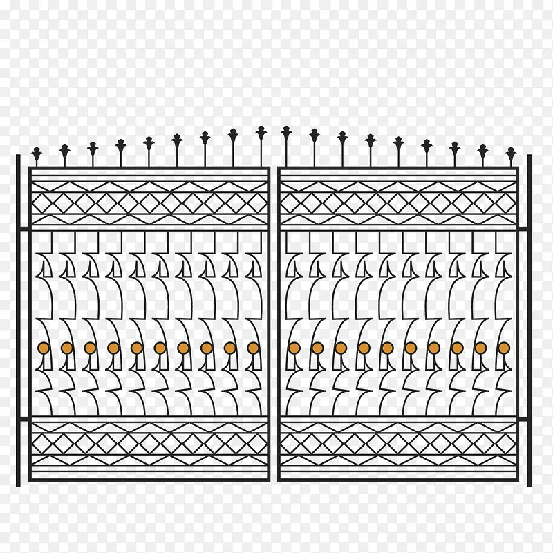 矢量黑色铁艺大门围栏欧式