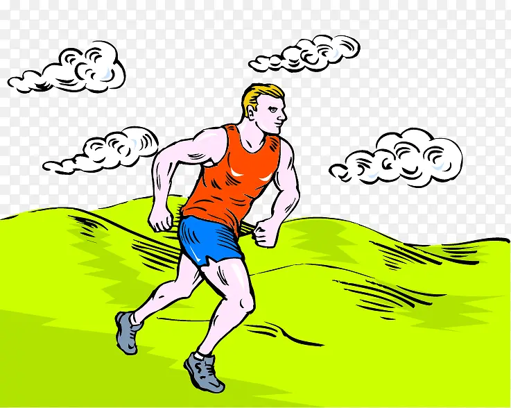 马拉松运动员草地跑步