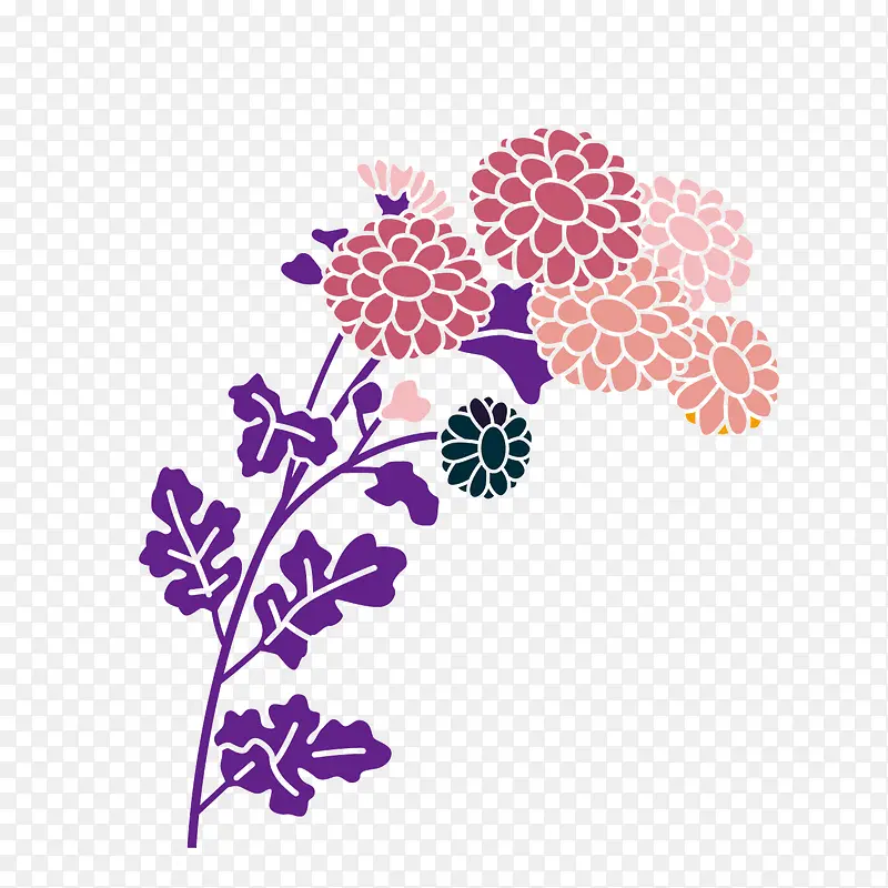 矢量花朵紫色草叶