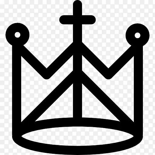 十字架与圆的宗教王冠图标