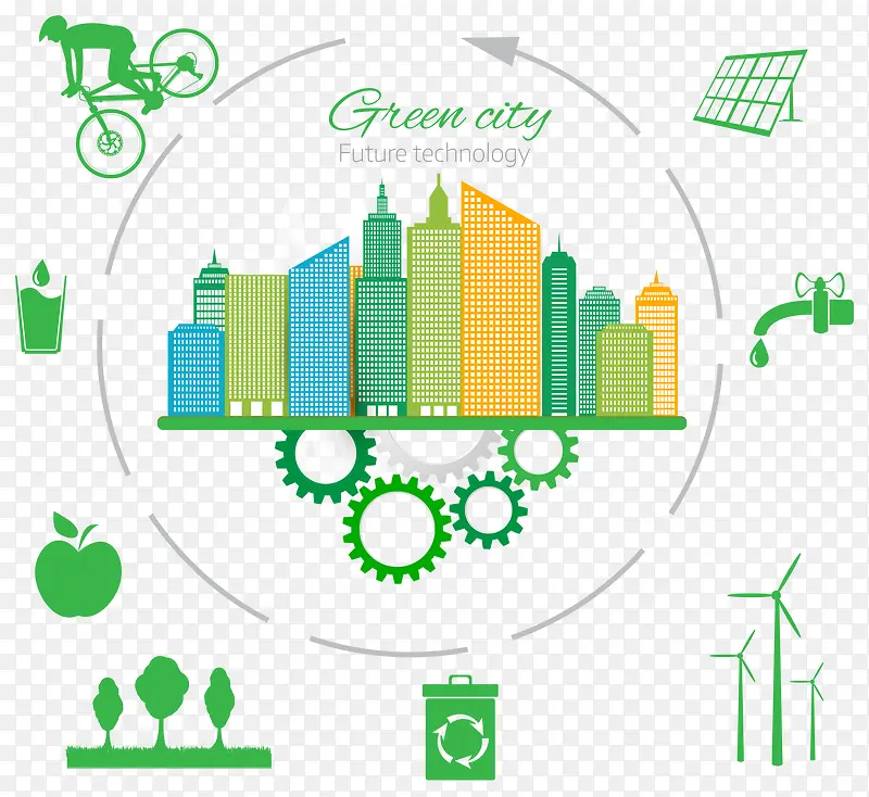 未来技术与绿色城市矢量