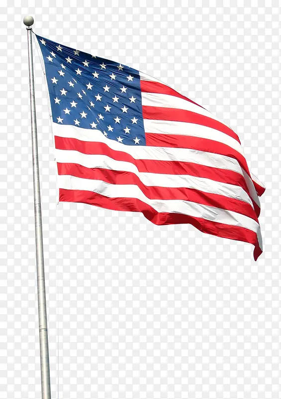 实物美国国旗飘扬