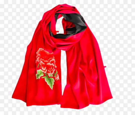 织锦楼刺绣红色大披肩长款丝巾