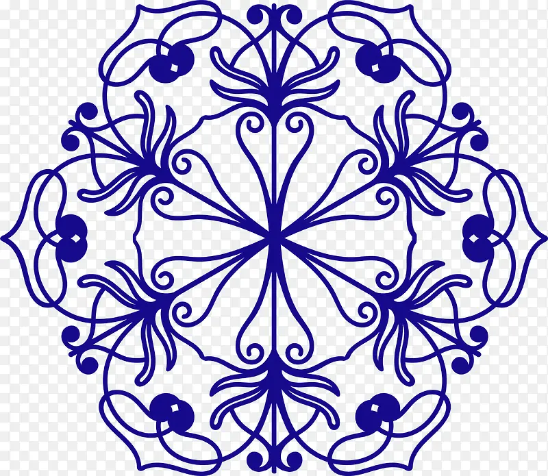 蓝色中国风花纹