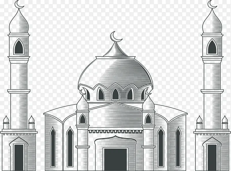 手绘伊斯兰教堂