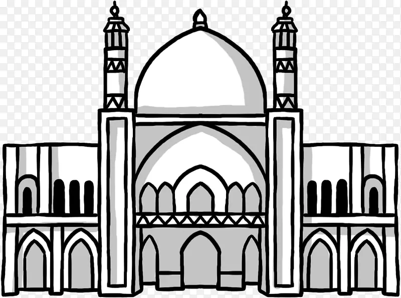 创意手绘穆斯林教堂