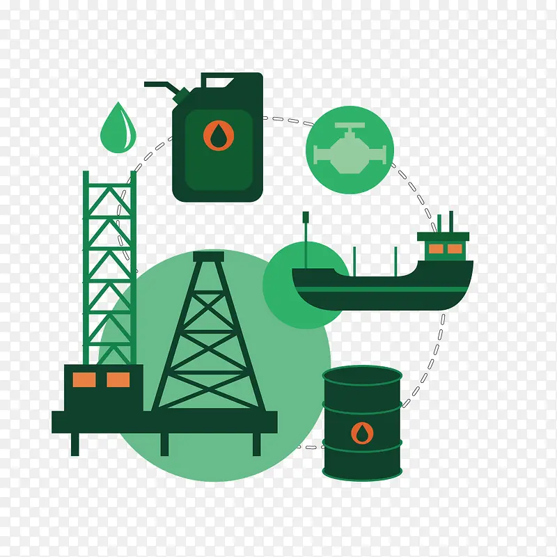 矢量绿色卡通石油运输循环