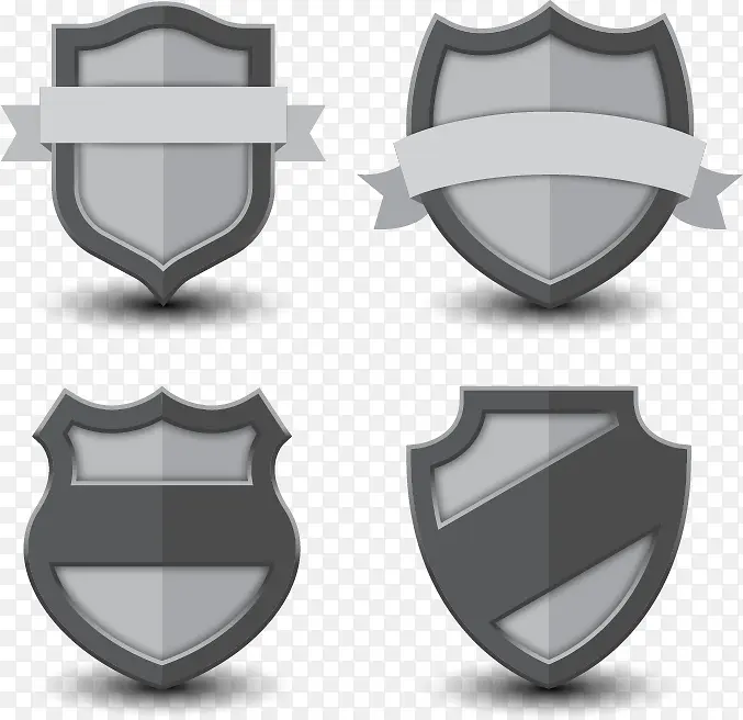 4款质感丝带装饰盾牌矢量素材