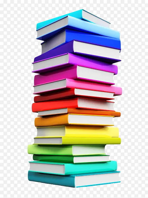 纯色堆放不整齐的书籍实物