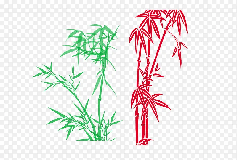 红色绿色的简易竹子