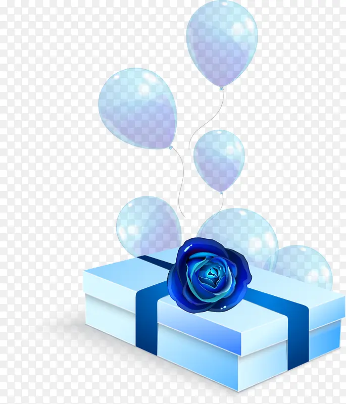 蓝色气球玫瑰礼盒