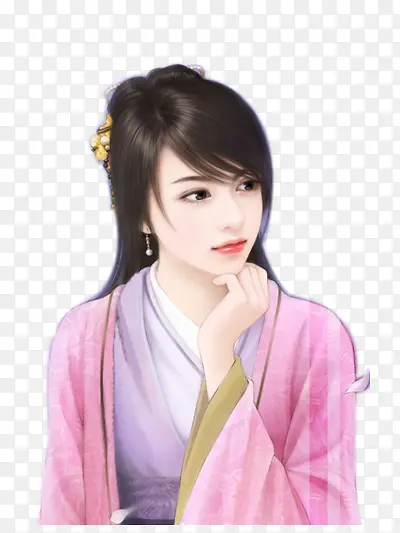 托腮思考素雅美女