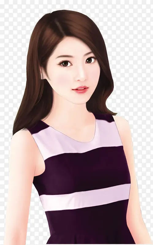 手绘淡雅素雅美女