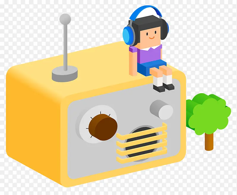 收音机UI设计插画