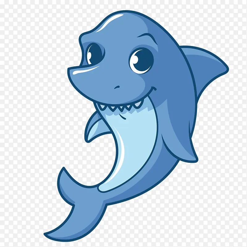 卡通蓝色的鲨鱼动物设计