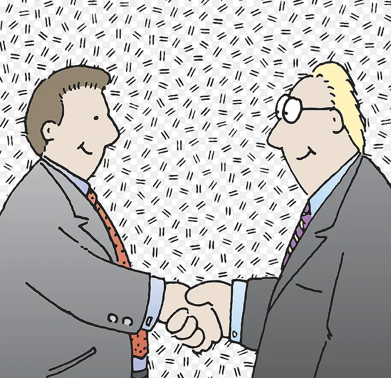 卡通插图穿西装的两人合作握手