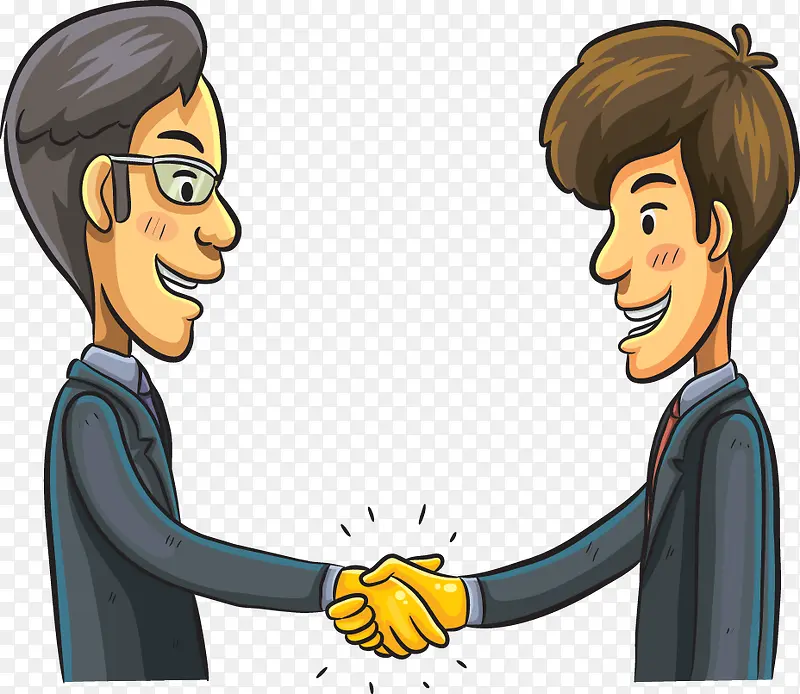 卡通商务两人握手交流