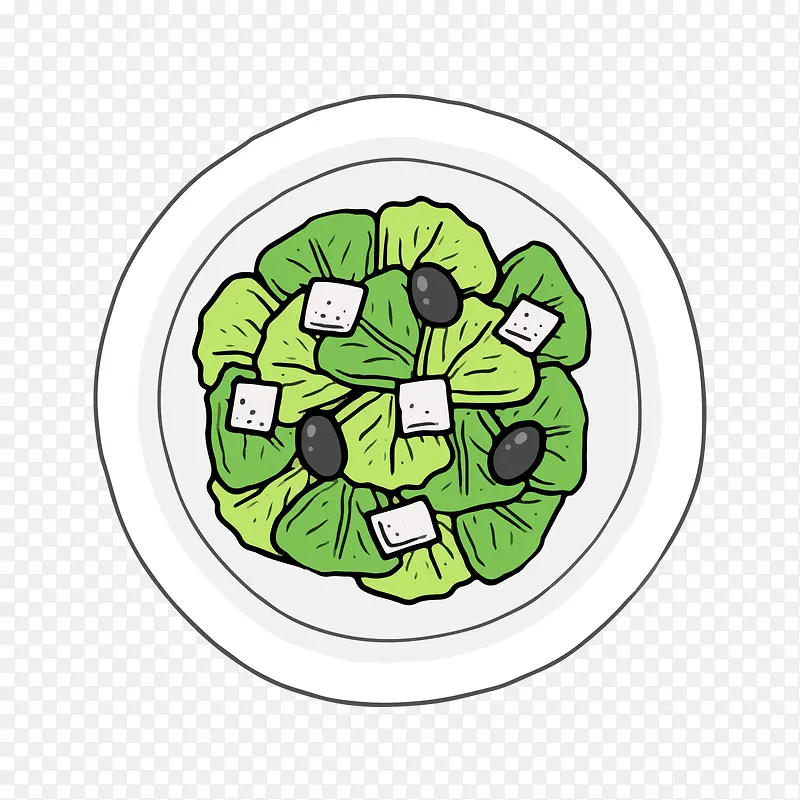 一盘青菜和豆子