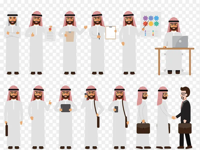 卡通阿拉伯商务人士