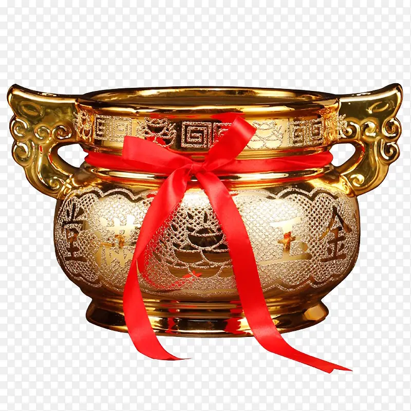 双耳磨砂金香炉