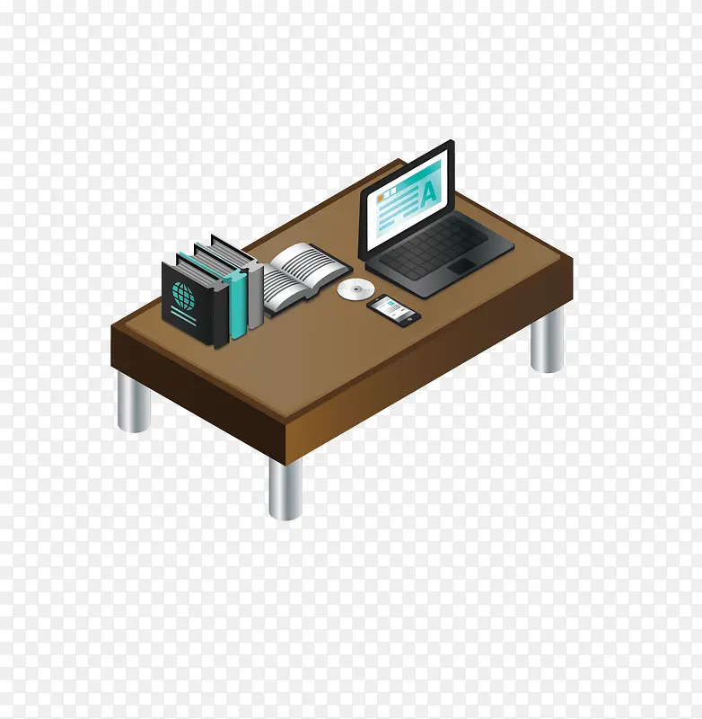 矢量卡通矮小工作桌电脑桌